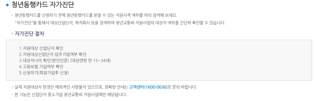 청년동행카드 바우처 자가진단