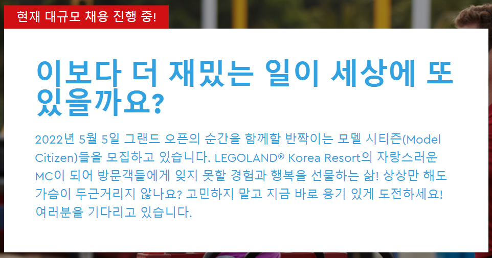 춘천 레고랜드 채용 정보