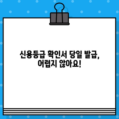 신용평가 등급 확인서 당일 발급, 어떻게 가능할까요? | 신용등급, 확인서, 당일 발급, 방법, 안내