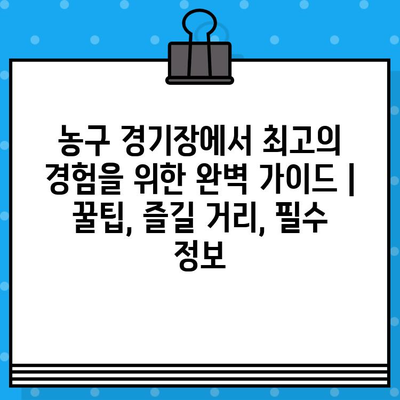 농구 경기장에서 최고의 경험을 위한 완벽 가이드 | 꿀팁, 즐길 거리, 필수 정보