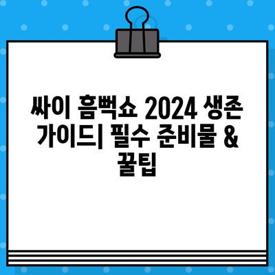 싸이 흠뻑쇼 2024 생존 가이드| 필수 준비물 & 꿀팁 | 싸이 콘서트, 흠뻑쇼 준비, 꿀팁, 2024