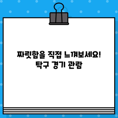 탁구 경기 티켓 예매 가이드| 라켓의 힘을 마음껏 느껴보세요 | 꿀팁, 예매 방법, 경기 정보