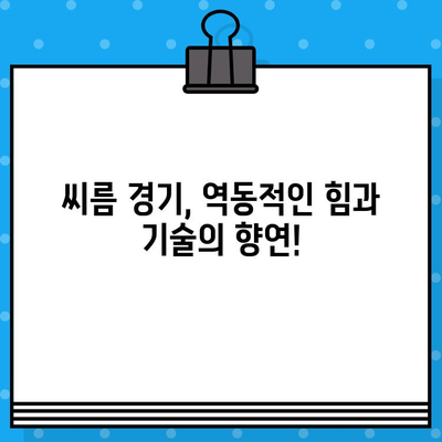 씨름 경기 티켓 구매| 힘과 기술의 대결 | 예매 가이드, 경기 정보, 관람 팁