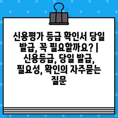 신용평가 등급 확인서 당일 발급, 꼭 필요할까요? | 신용등급, 당일 발급, 필요성, 확인