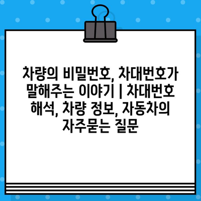 차량의 비밀번호, 차대번호가 말해주는 이야기 | 차대번호 해석, 차량 정보, 자동차