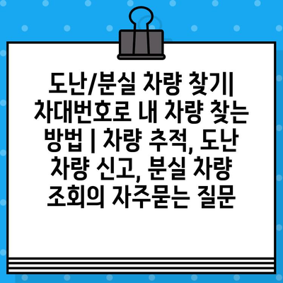 도난/분실 차량 찾기| 차대번호로 내 차량 찾는 방법 | 차량 추적, 도난 차량 신고, 분실 차량 조회