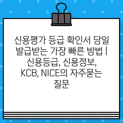 신용평가 등급 확인서 당일 발급받는 가장 빠른 방법 | 신용등급, 신용정보, KCB, NICE