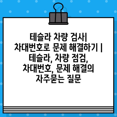 테슬라 차량 검사| 차대번호로 문제 해결하기 | 테슬라, 차량 점검, 차대번호, 문제 해결