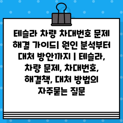 테슬라 차량 차대번호 문제 해결 가이드| 원인 분석부터 대처 방안까지 | 테슬라, 차량 문제, 차대번호, 해결책, 대처 방법