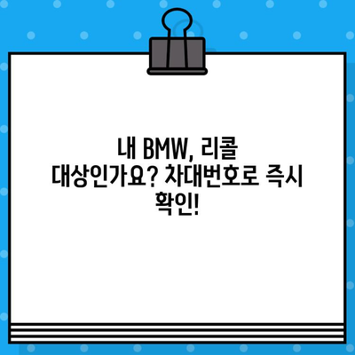 BMW 리콜 정보, 차대번호로 간편하게 확인하세요! | 리콜 조회, 차량 정보, 안전 점검