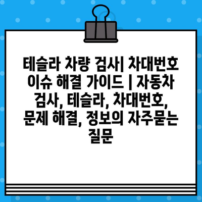 테슬라 차량 검사| 차대번호 이슈 해결 가이드 | 자동차 검사, 테슬라, 차대번호, 문제 해결, 정보