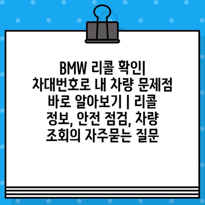 BMW 리콜 확인| 차대번호로 내 차량 문제점 바로 알아보기 | 리콜 정보, 안전 점검, 차량 조회