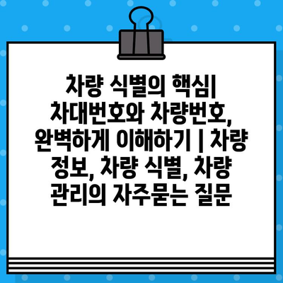 차량 식별의 핵심| 차대번호와 차량번호, 완벽하게 이해하기 | 차량 정보, 차량 식별, 차량 관리