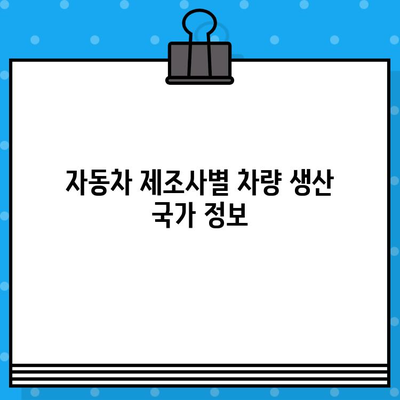 차대번호로 차량 생산 국가 알아내기| 자동차 제조사별 정보 & 확인 방법 | 차량 정보, 생산 위치, 자동차