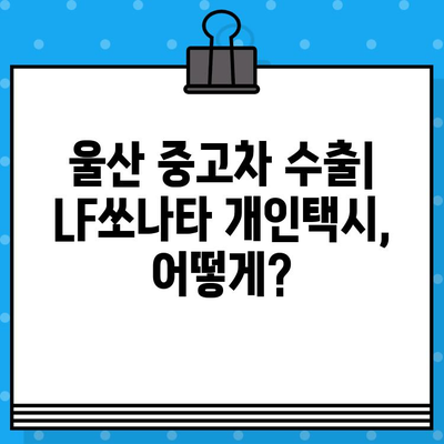 울산 중고차 수출| LF쏘나타 개인택시 차대번호 확인 | 수출 절차, 가격, 차량 정보, 팁