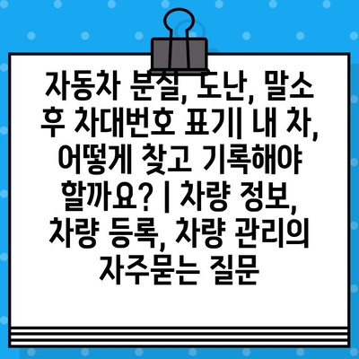 자동차 분실, 도난, 말소 후 차대번호 표기| 내 차, 어떻게 찾고 기록해야 할까요? | 차량 정보, 차량 등록, 차량 관리