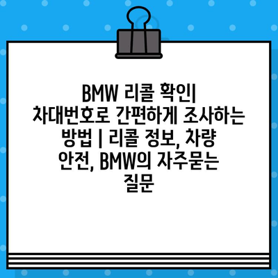 BMW 리콜 확인| 차대번호로 간편하게 조사하는 방법 | 리콜 정보, 차량 안전, BMW