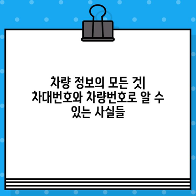 차대번호와 차량번호, 숨겨진 비밀을 파헤쳐 보세요! | 자동차 정보, 차량 식별, 번호판