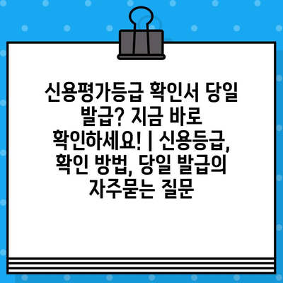 신용평가등급 확인서 당일 발급? 지금 바로 확인하세요! | 신용등급, 확인 방법, 당일 발급