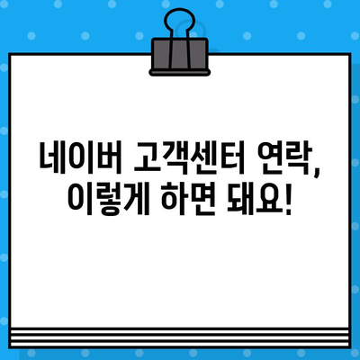 네이버 고객센터 전화번호| 상담원 연결 및 톡톡 문의 방법 | 빠르고 간편하게 해결하세요!