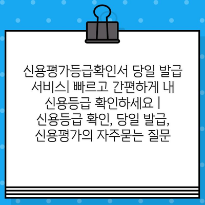 신용평가등급확인서 당일 발급 서비스| 빠르고 간편하게 내 신용등급 확인하세요 | 신용등급 확인, 당일 발급, 신용평가