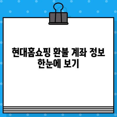 현대홈쇼핑 환불 및 환불 은행 계좌 안내| 상세 가이드 | 현대홈쇼핑, 환불 방법, 환불 계좌, 환불 절차