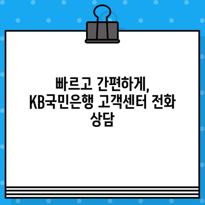 KB국민은행 고객센터 전화번호로 상담원 바로 연결| 빠른 문의 해결 | 고객센터, 전화번호, 상담, 문의, 안내