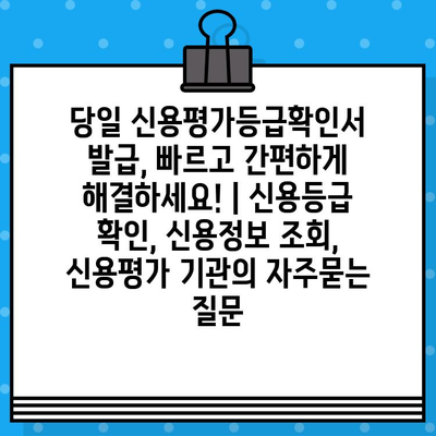 당일 신용평가등급확인서 발급, 빠르고 간편하게 해결하세요! | 신용등급 확인, 신용정보 조회, 신용평가 기관