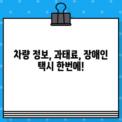 차량번호로 과태료 조회 & 장애인 택시 확인| 간편한 방법 | 과태료, 장애인 택시, 차량 정보