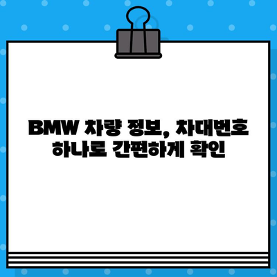 BMW 차량 정보, 차대번호로 한 번에 확인하세요! | 차량 정보 조회, 차량 이력 확인, BMW 차대번호