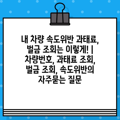 내 차량 속도위반 과태료, 벌금 조회는 이렇게! | 차량번호, 과태료 조회, 벌금 조회, 속도위반