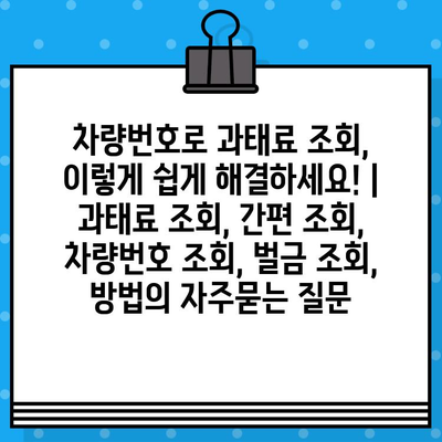 차량번호로 과태료 조회, 이렇게 쉽게 해결하세요! | 과태료 조회, 간편 조회, 차량번호 조회, 벌금 조회, 방법