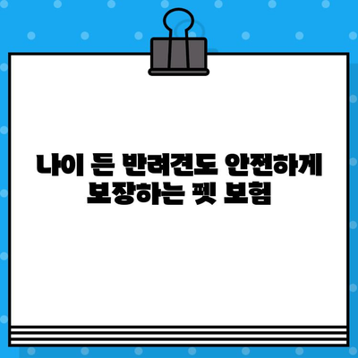 고령견도 안전하게 보장받는 펫 보험 찾기| 가입 가능 여부 확인 및 추천 보험사 비교 | 노령견, 펫보험, 보험료, 보장 범위