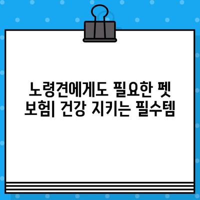 노령견도 OK! 든든한 보호막, 노령견 펫 보험 가입 가이드 | 펫보험, 노령견 건강, 보장 범위, 추천 상품