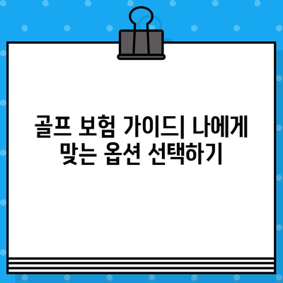 골프 보험 가이드| 나에게 맞는 옵션 선택하기 | 골프 보험 종류, 비교, 추천