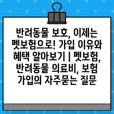 반려동물 보호, 이제는 펫보험으로! 가입 이유와 혜택 알아보기 | 펫보험, 반려동물 의료비, 보험 가입