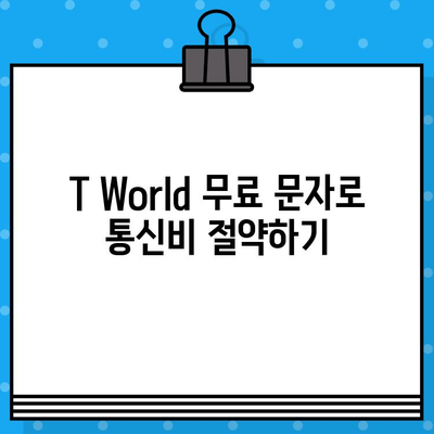 T World 무료 문자 서비스 활용 가이드| 알뜰하게 문자 보내는 꿀팁 | T World, 무료 문자, 통신비 절약