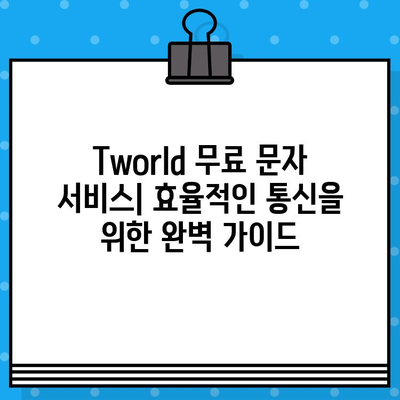 Tworld 무료 문자 서비스| 효율적인 통신을 위한 완벽 가이드 | 무료 문자, 통신 비용 절약, Tworld 혜택