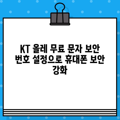 KT 올레 무료 문자 보안 번호 설정 완벽 가이드 | 휴대폰 보안 강화, 안전한 문자 수신