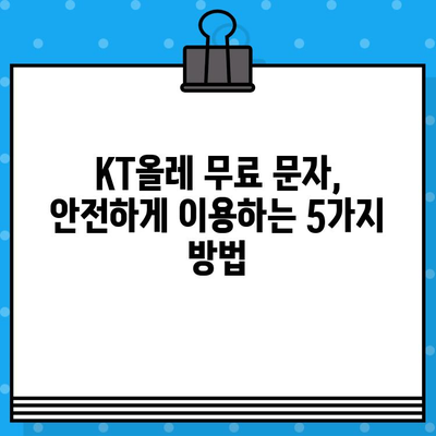 KT올레 무료 문자 보안 강화 가이드| 안전하게 이용하는 5가지 방법 | KT올레, 무료 문자, 보안, 안전, 가이드