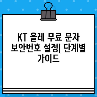 KT 올레 무료 문자 보안번호 설정 완벽 가이드 | 보안 강화, 안전한 문자 이용, 설정 방법