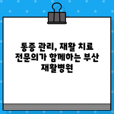 부산 재활병원 통증 해결 가이드| 효과적인 방법과 전문가 조언 | 통증 관리, 재활 치료, 부산 병원