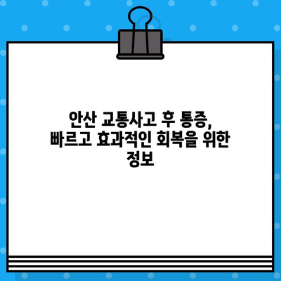 안산 교통사고 후 통증 해소| 추천 병원 & 치료 방법 | 안산, 교통사고, 통증, 치료, 병원