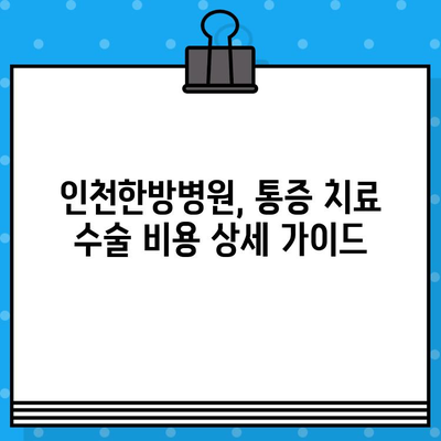 인천한방병원 통증 치료 수술료 안내| 상세 정보 & 비용 가이드 | 한방, 척추, 관절, 비용, 정보