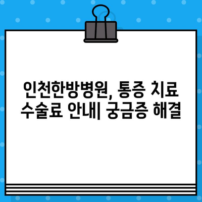 인천한방병원 통증 치료 수술료 안내| 상세 정보 & 비용 가이드 | 한방, 척추, 관절, 비용, 정보