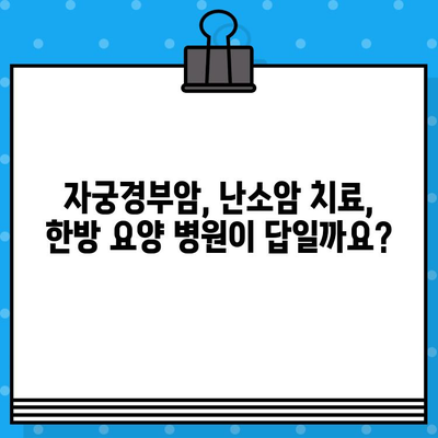 자궁경부암, 난소암 치료 위한 한방 요양 병원 찾기| 당신에게 맞는 최적의 선택 | 암 요양, 한방 치료, 자궁경부암, 난소암