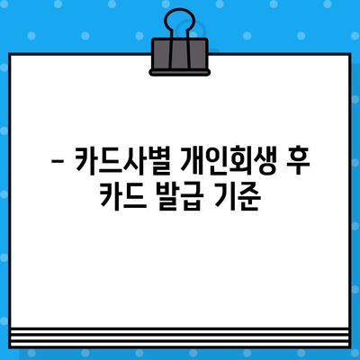 개인회생 후 신용카드 발급, 언제부터 가능할까요? | 개인회생, 신용카드 발급, 사용 시기, 카드사별 기준