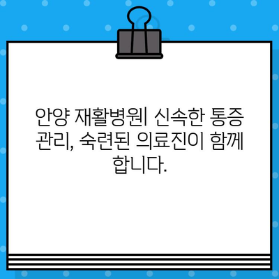 안양 재활병원, 신속한 통증 해결 위한 맞춤 치료 | 안양, 재활, 통증, 빠른 회복, 전문의