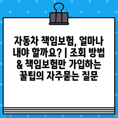 자동차 책임보험, 얼마나 내야 할까요? | 조회 방법 & 책임보험만 가입하는 꿀팁