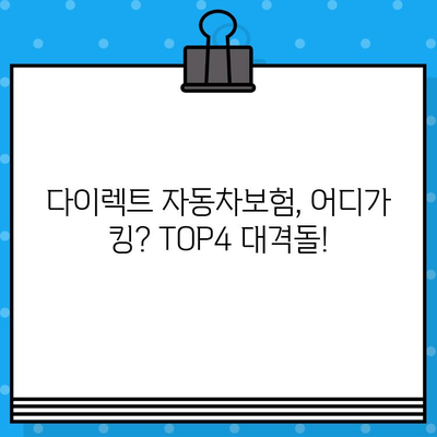 다이렉트 자동차보험 랭킹 TOP4| 보험사별 할인 특약 비교 & 가입 점유율 분석 | 자동차보험, 손해보험사, 비교견적, 보험료